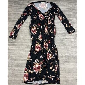 Sweet Love by Jen Dress Womens 3XL Black Floral Long Sleeve Maxi Polyester Blend